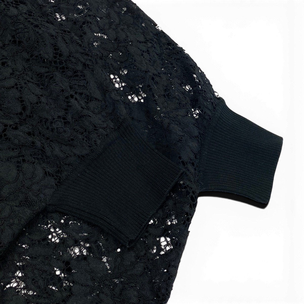 Eg23 VALENTINO 総レースカットソー ブラウス トップス イタリア製 Mサイズ ブラック コットン100％ レディース 女性用u02t