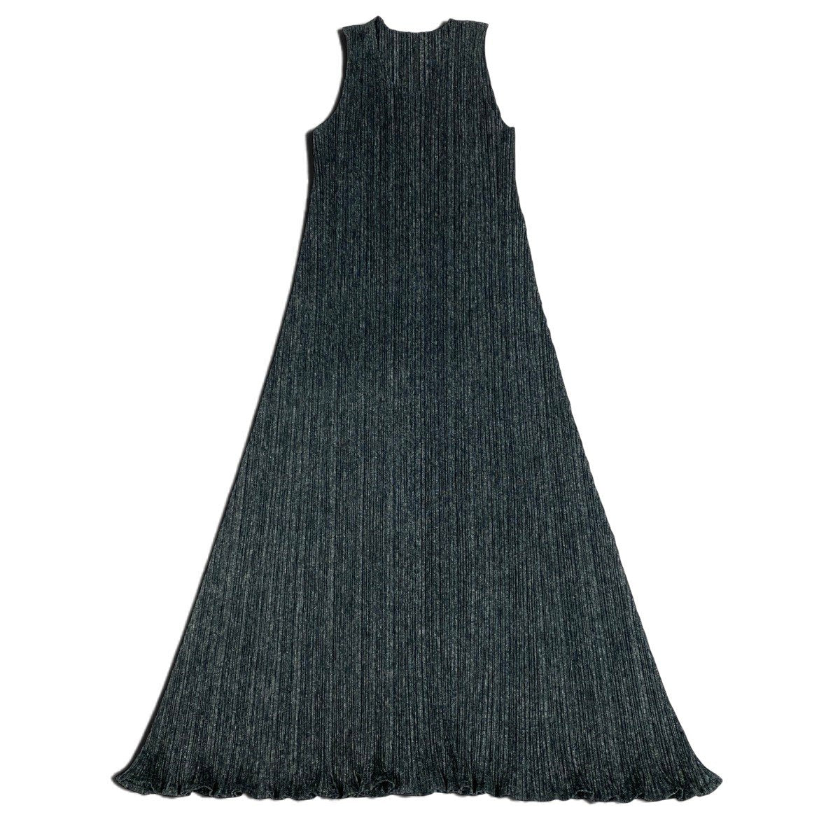 Ah28 PLEATS PLEASE プリーツプリーズ ノースリーブ プリーツワンピース ロングワンピース サイズ2 ダークグレー ポリエステル レディースo07t
