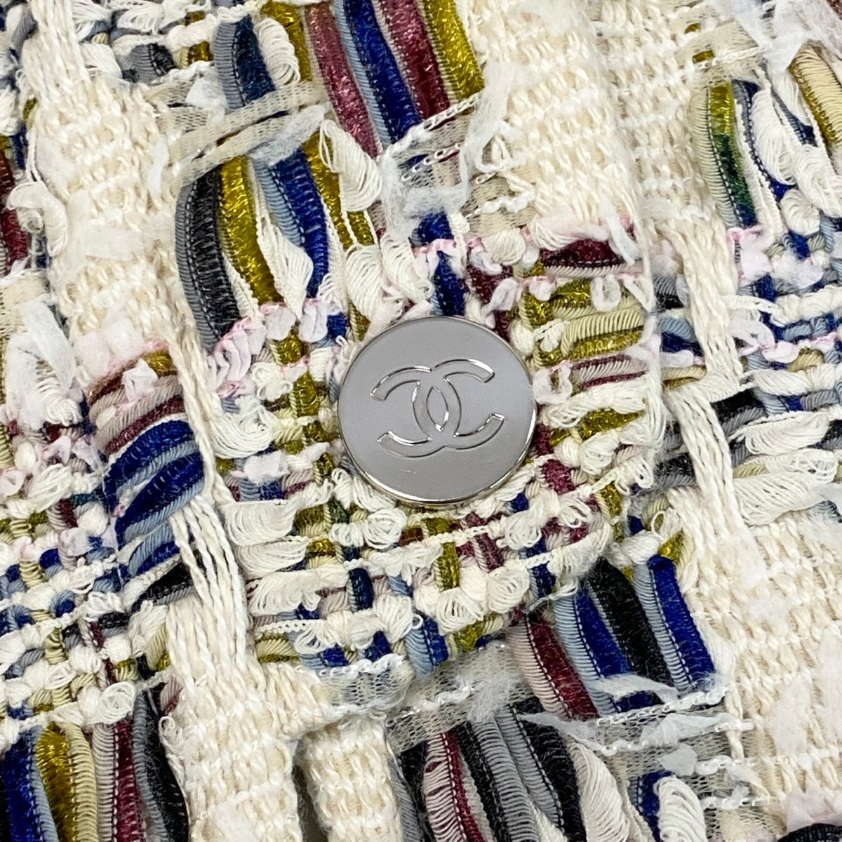 h31 【美品】CHANEL ファンシーツイード リバーシブル オーバージャケット P58258 38サイズ マルチカラー レディース 女性用k02i
