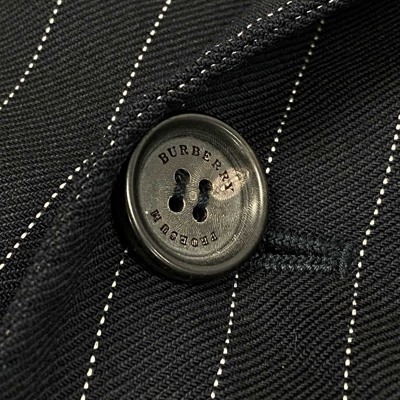 68L11 BURBERRY バーバリー イタリア製 コレクションライン ダブルブレスト テーラードジャケット 8ボタン 48 ブラック ピンストライプ ウール メンズ 男性用u02t