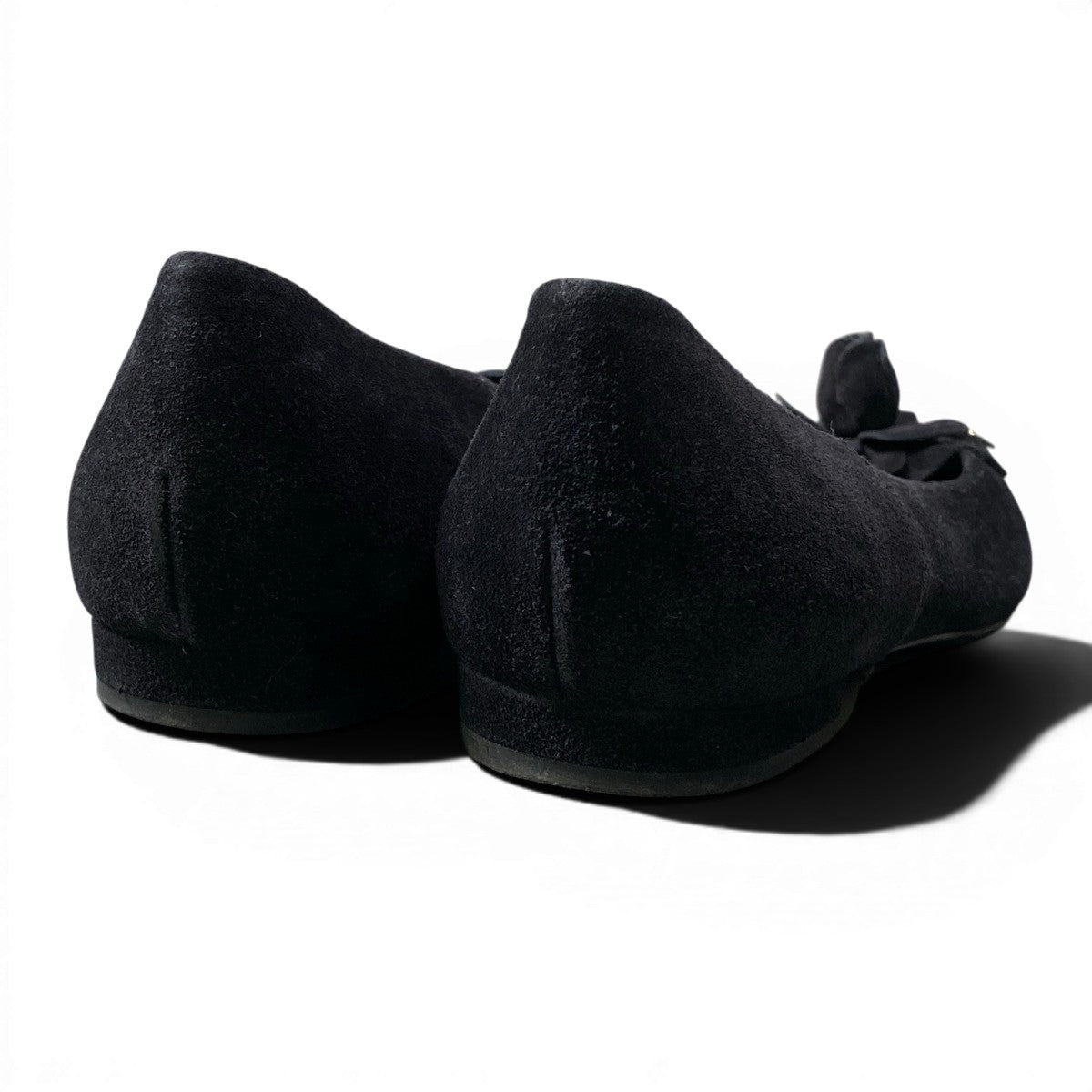 f24 CHANEL フラットシューズ カメリア ココマーク パンプス G32162 36 1/2 サイズ ブラック ベルベット レディース 女性用o07t