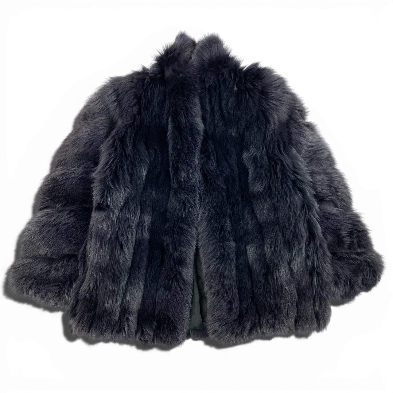71a15 SAGA FOX サガフォックス 銀サガ 染め フォックスファーコート サイズF ブラック 最高級本毛皮 Fox Fur Black Coatt18r
