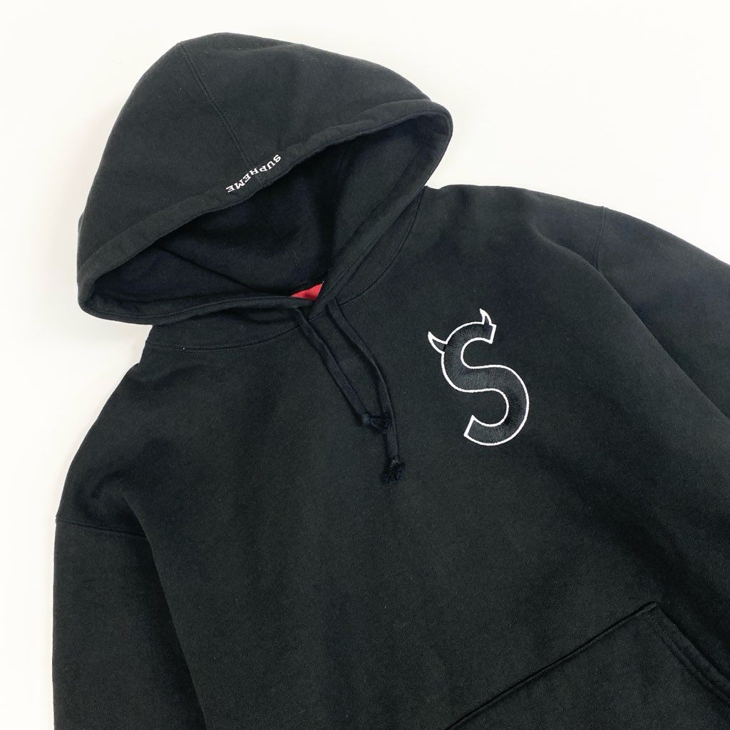 34l24 Supreme シュプリーム 22AW Sロゴ フーディー ツノ プルオーバー パーカー スウェット トップス XLサイズ ブラック メンズ 男性用o07t