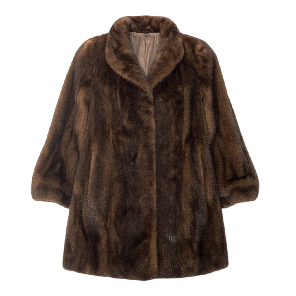 87c4 OSFUR デミバフミンク ファーコート サイズF ブラウン 本毛皮 Mink Fur Coat 毛質◎t18r