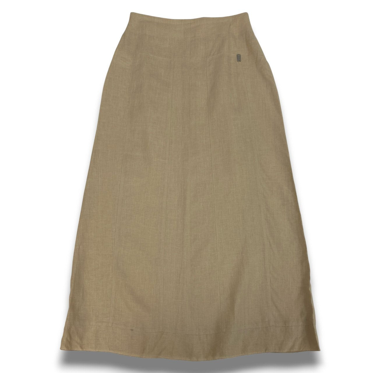 60b22 CHANEL シャネル リネンスカート ロングスカート ロゴプレート レディース 女性服 P13591V07729 サイズ38 ベージュ リネン100％u02t