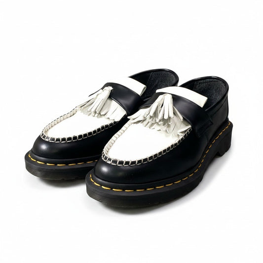 4e27 Dr.Martens ドクターマーチン ADRIAN エイドリアン タッセルローファー バイカラー イエローステッチ 21426009 UK6 ブラック ホワイト レザーo07t