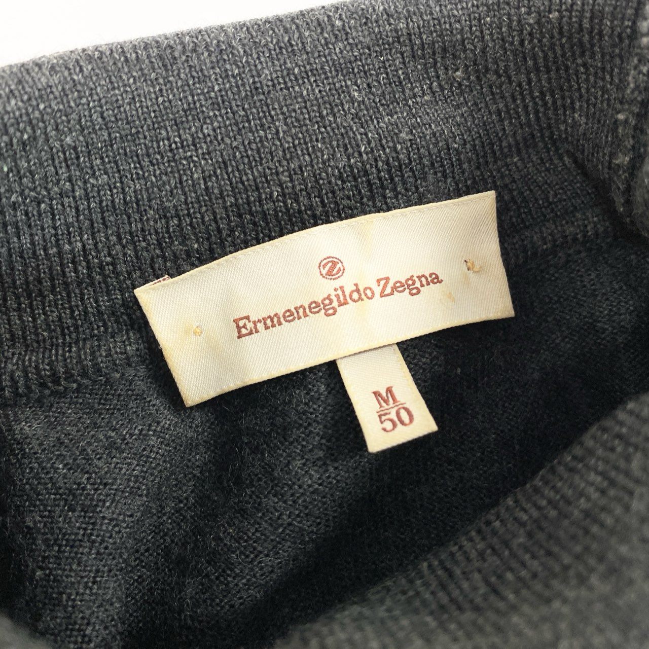 31k2 Ermenegildo Zegna エルメネジルドゼニア タートルネック ニット セーター イタリア製 50 M Lサイズ相当 グレー ウール メンズo07t
