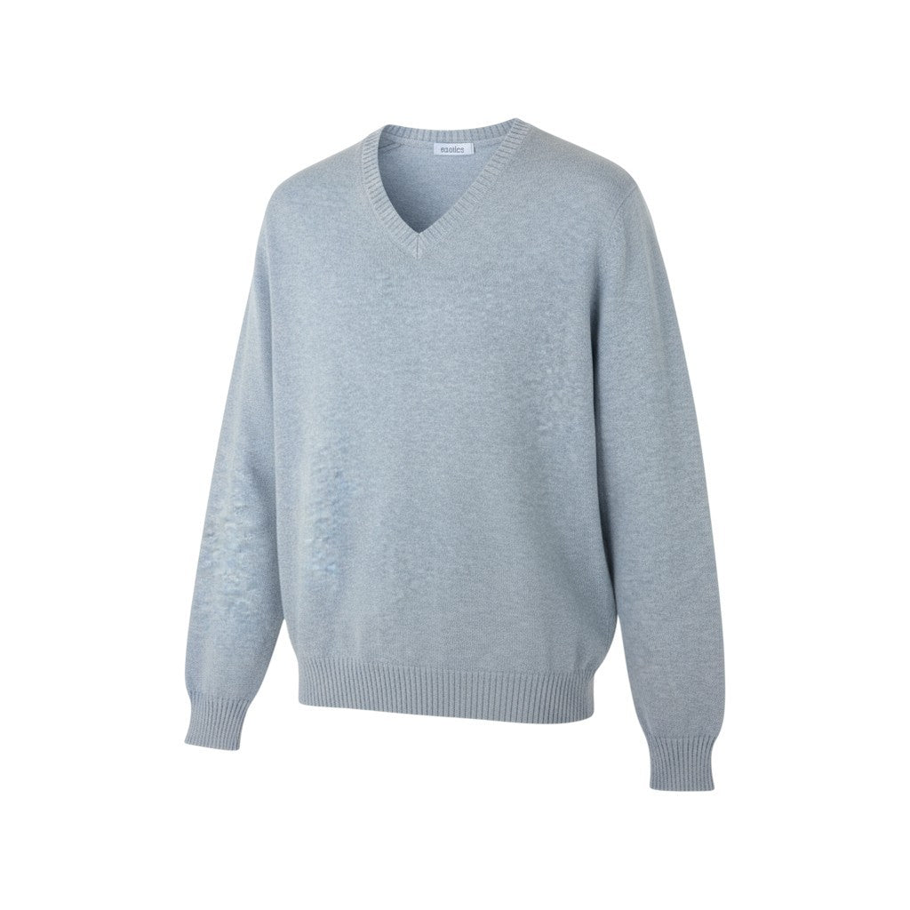 19k10 【美品】malo マーロ ニットセーター コットンニット コットン100％ Vネック イタリア製 50サイズ ライトブルー レディースu02t