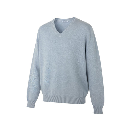 19k10 【美品】malo マーロ ニットセーター コットンニット コットン100％ Vネック イタリア製 50サイズ ライトブルー レディースu02t