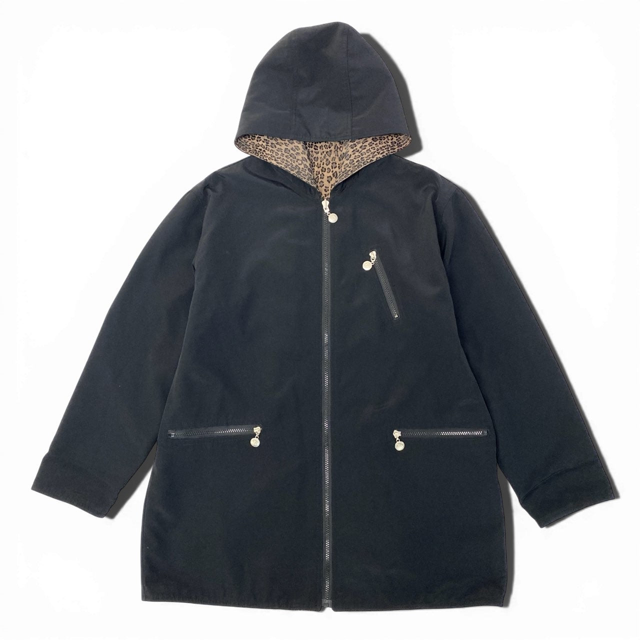 11b6 FENDI フェンディ ロゴレオパードパターン リバーシブルコート アウター ジップアップ ブラウン系 ユニセックスu02t