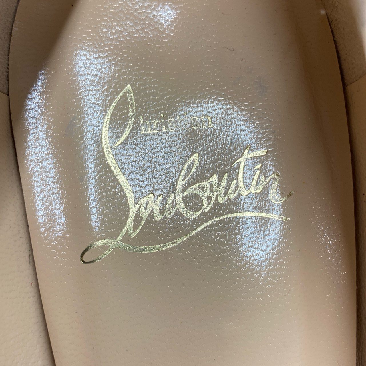 3f26 Christian Louboutin クリスチャンルブタン プレーントゥ パンプス チャンキーヒール サイズ35 ブラック パテントレザー レディース 女性用 靴