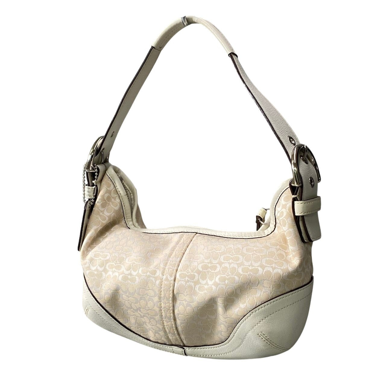 COACH コーチ ミニシグネチャー ワンショルダー ホーボーバッグ Mini Signature Hobo Bag 6351 ホワイト カバン 保存袋有t18r