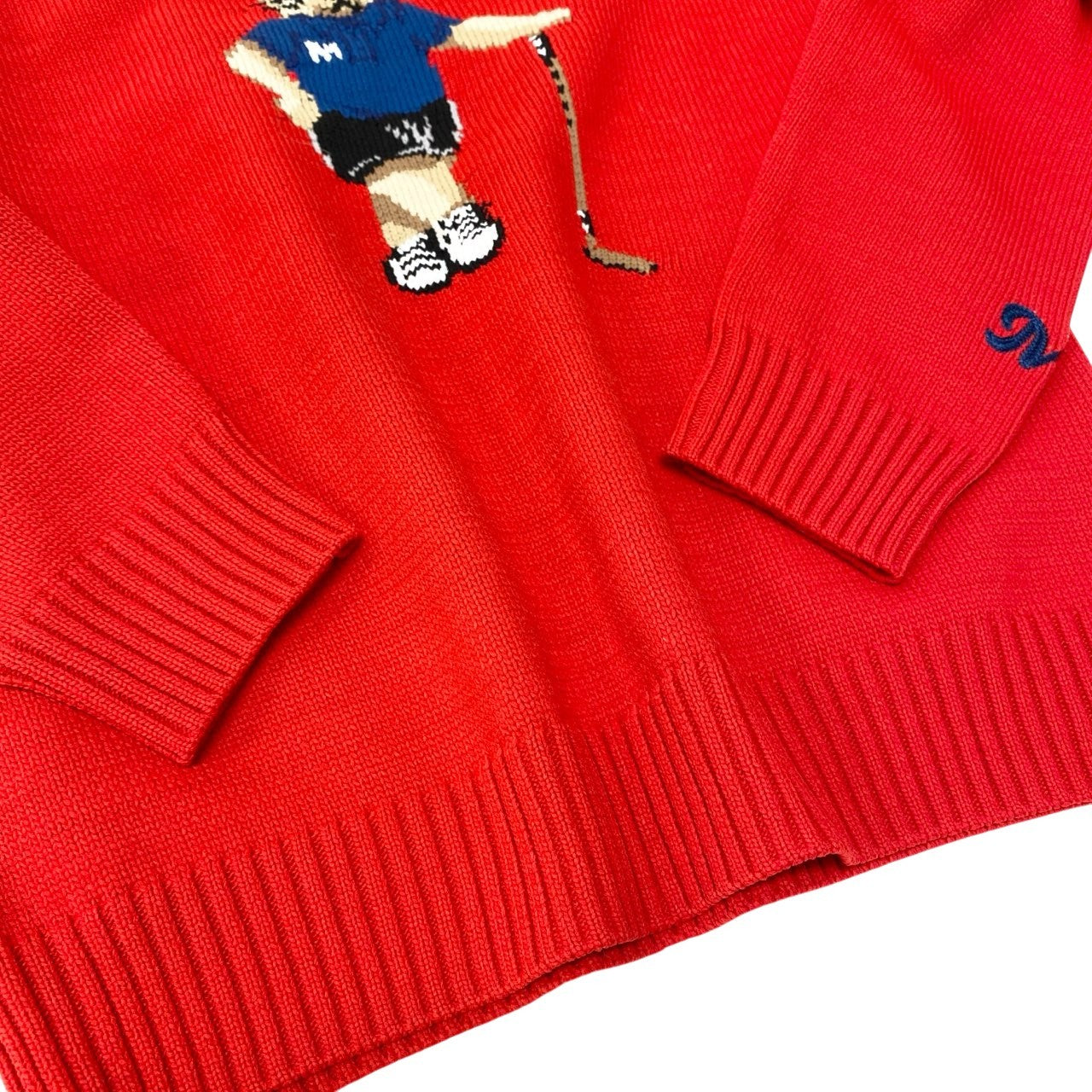 14c5 《極美品》 PEARLY GATES パーリーゲイツ MOMOKO RABBIT トラッドラビット セーター サイズ1 レッド ニット コラボ 限定品t18r