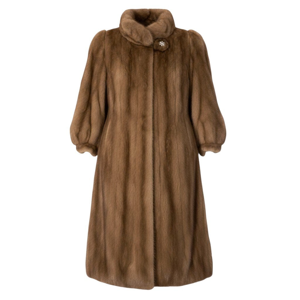 62h19 HYDRA FURS パステルミンク ミンクコート 超ロングコート 着丈120cm ビジューボタン FREE ライトブラウン ミンクファー Mink Fur Coatu02t