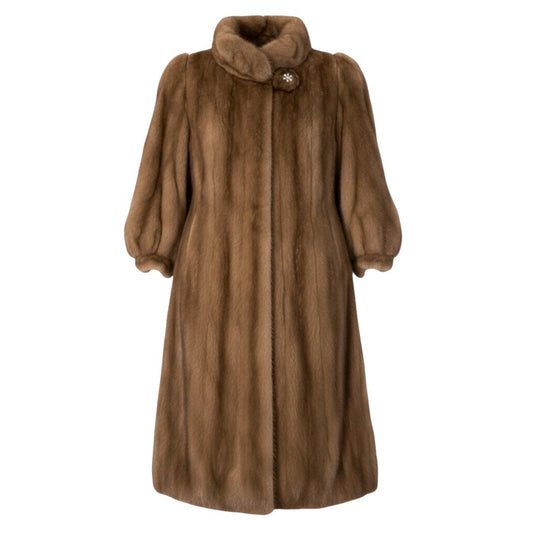 62h19 HYDRA FURS パステルミンク ミンクコート 超ロングコート 着丈120cm ビジューボタン FREE ライトブラウン ミンクファー Mink Fur Coatu02t
