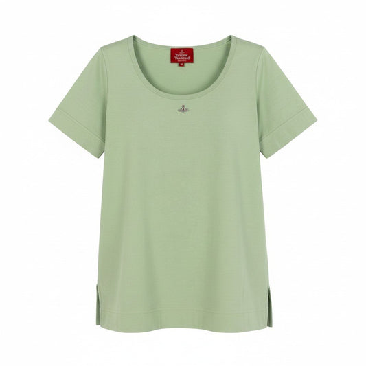 Ie7 Vivienne WestWood RED LABEL ヴィヴィアンウエストウッド レッドレーベル オーブ刺繍 カットソー ORB 半袖Tシャツ トップス 16-12-341020 サイズ02 ライトグリーン コットン100％ レディース 女性服u02t