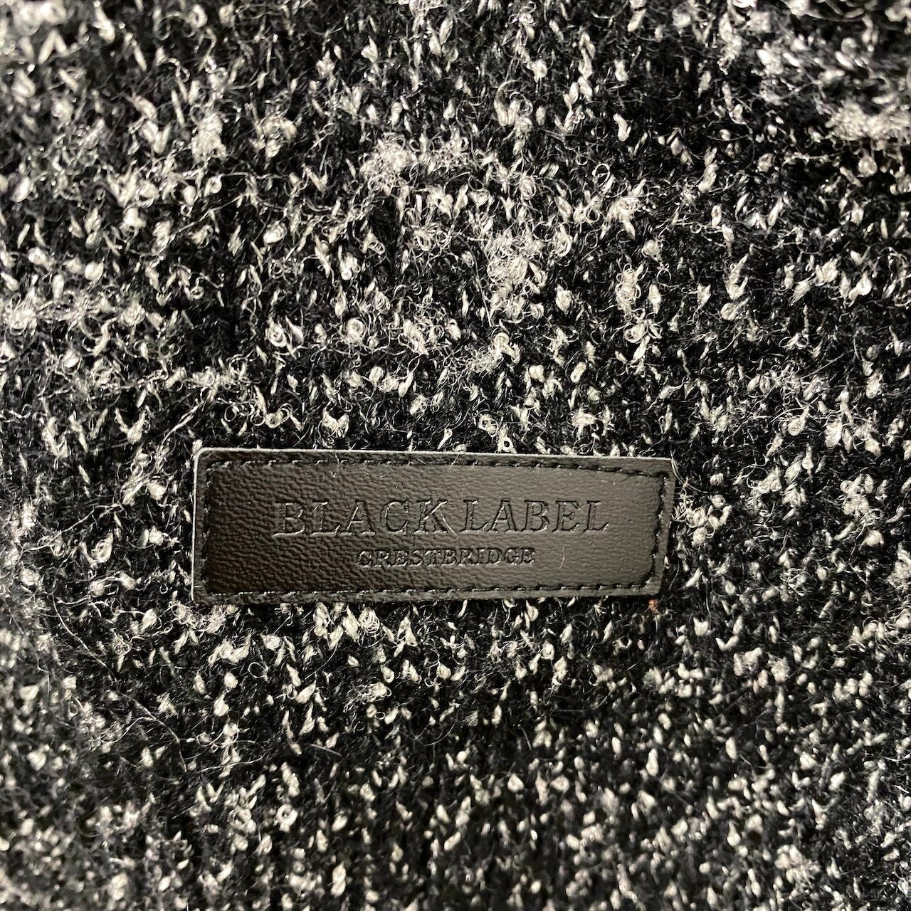 9f17【美品】 BLACK LABEL CRESTBRIDGE ブラックレーベルクレストブリッジ ショールカラー ニットカーディガン ミックスニット サイズＭ ブラック ホワイト メンズ 紳士服u02t
