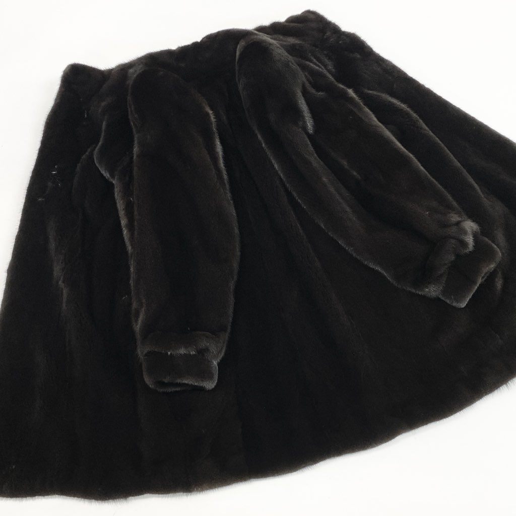 10L15 BLACKGLAMA ブラックグラマ 最高級毛皮 マホガニーミンク ロングコート サイズF ブラック MINK FUR ポケット有t18r