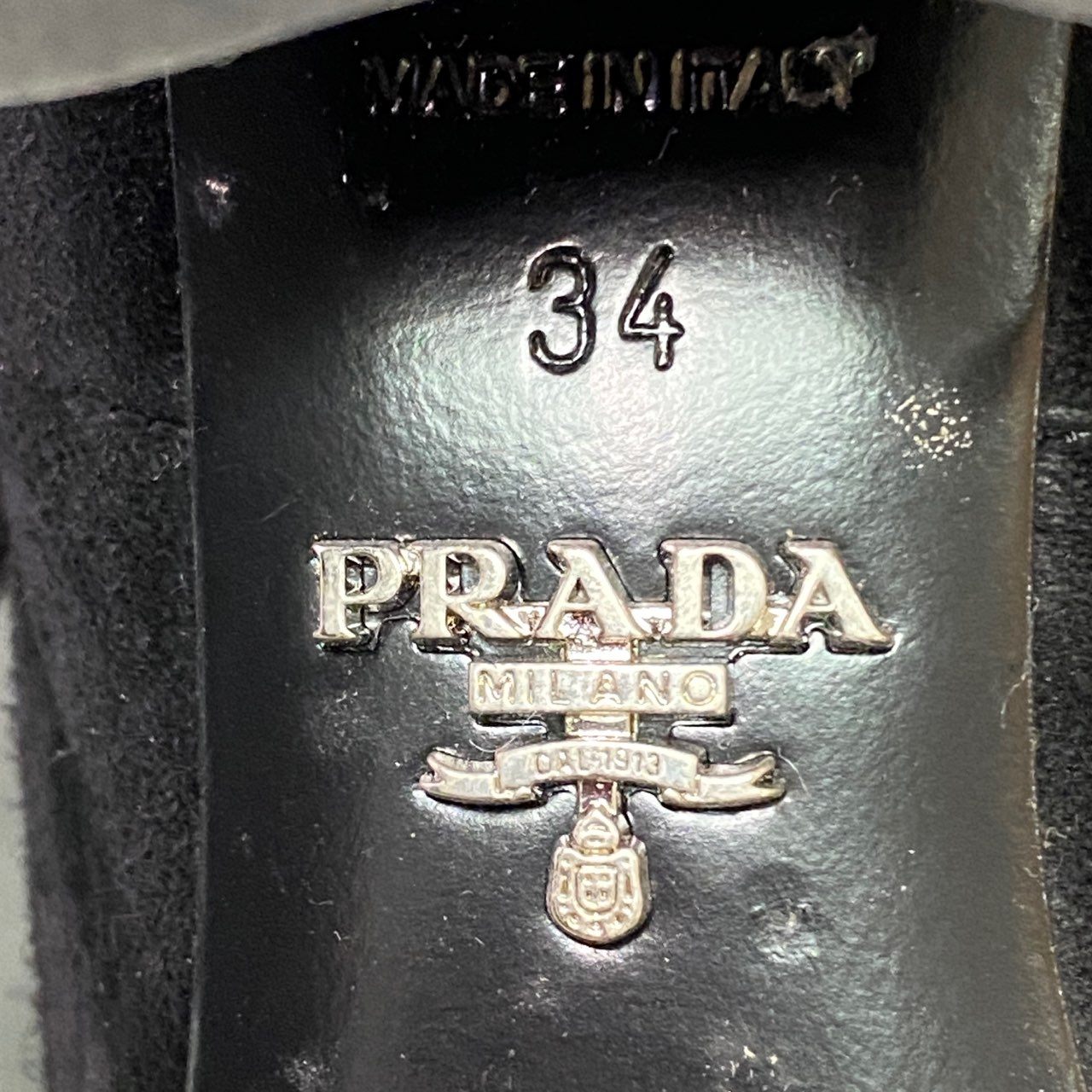 3a10 PRADA プラダ スウェード素材 フリンジアンクルブーツ サイドジップブーツ 34 ブラック レディース 靴