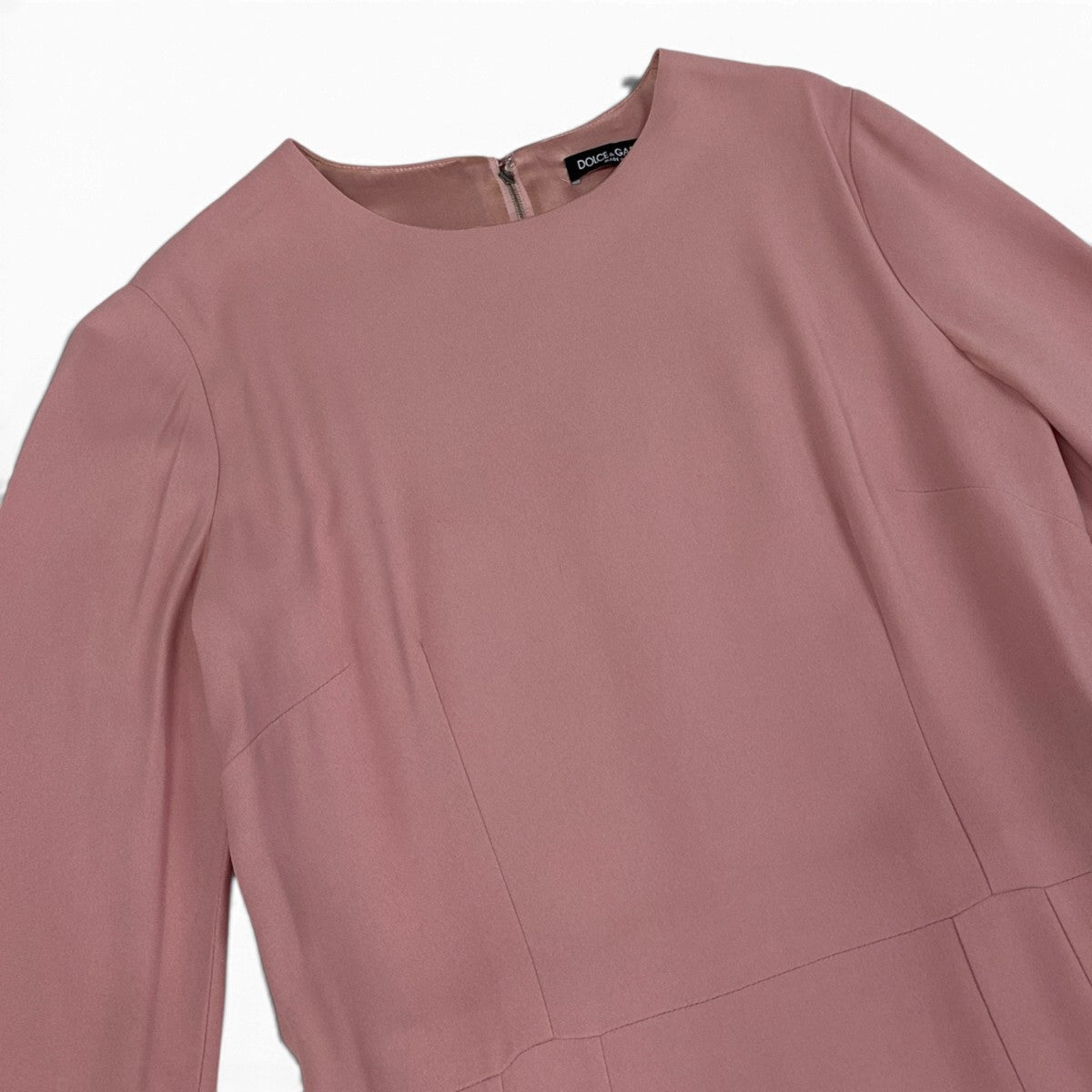 78j6 DOLCE&GABBANA ドルチェアンドガッパーナ ロングドレスワンピース ウエスト切替タックデザイン イタリア製 44サイズ ピンク レディース 女性用u02t