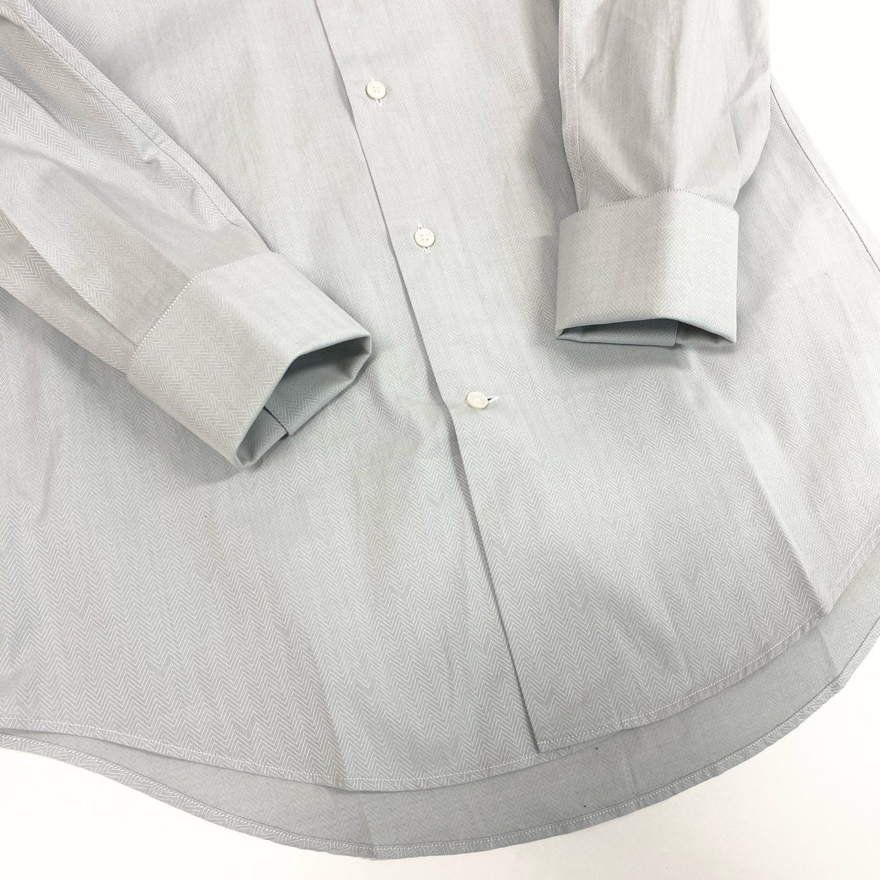 51b12 LOUIS VUITTON ルイヴィトン ロングスリーブシャツ ワイシャツ ドレスシャツ トップス LV刺繍 39サイズ ライトグレー コットン100％ メンズ 男性用u02t