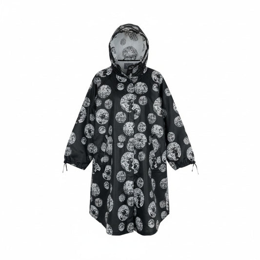 82k28《美品》 TOKUKO 1er VOL トクコプルミエヴォル 薄手コート スプリングコート ロング丈 総柄プリント 9号 ブラック系 ポリエステル レディースu02t