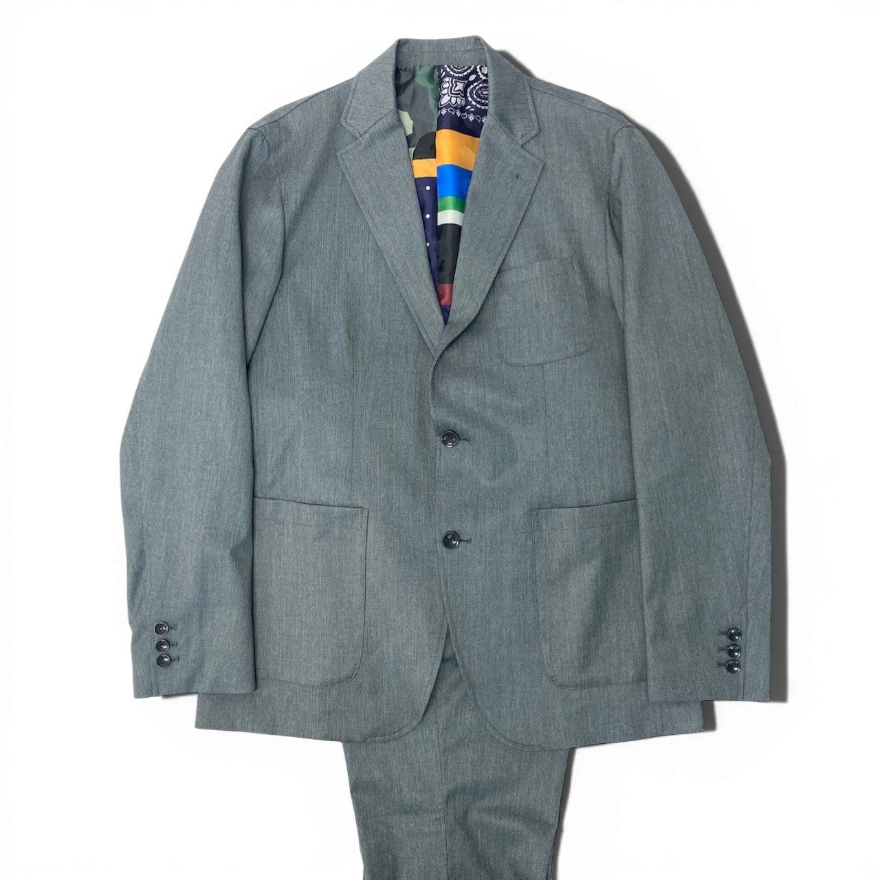 72c24《美品》 SOPHNET ソフネット カジュアルスーツ セットアップ 裏地総柄 L グレー メンズu02t