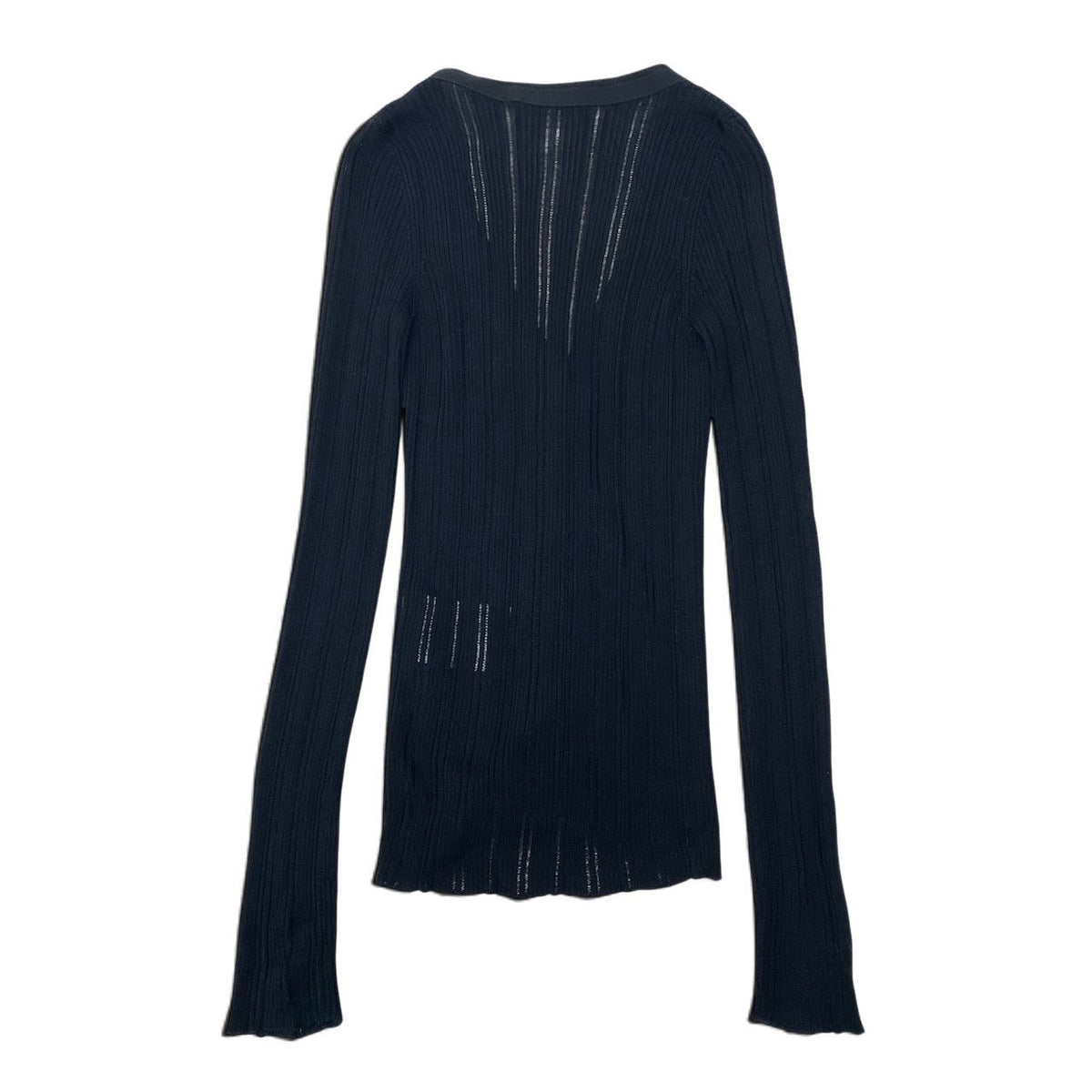 53i26 DOLCE&GABBANA ドルチェアンドガッパーナ ロングスリーブニットカーディガン DGロゴ ラインストーン 38サイズ ブラック レディース 女性用u02t