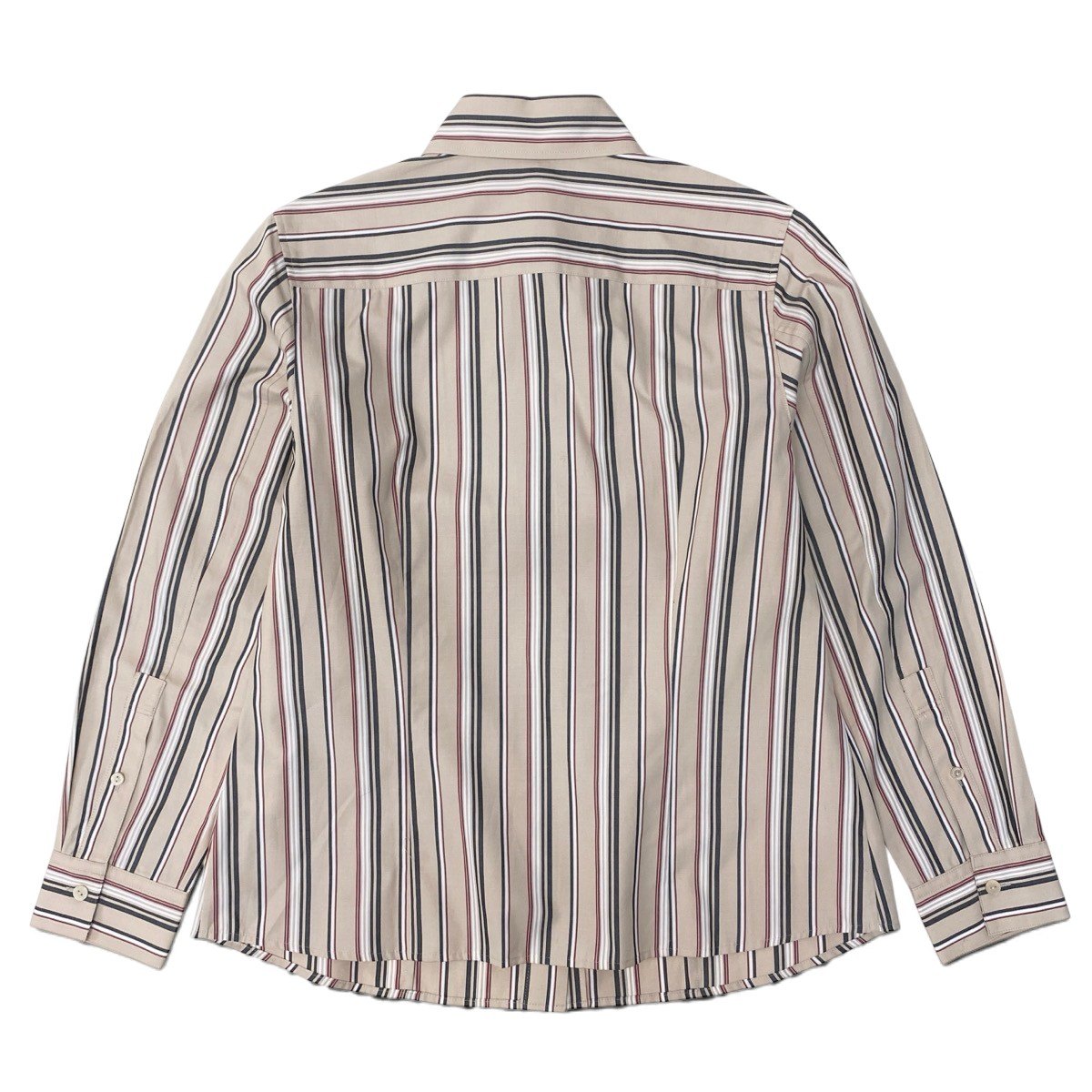 Ih10 BURBERRY LONDON バーバリー ロングスリーブシャツ ストライプ柄 ロゴ刺繍 サイズ44 ベージュ コットン100％ レディースo07t