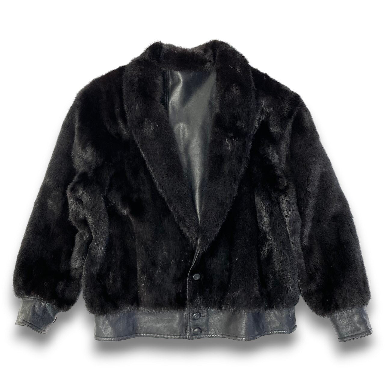 44c21 MG Sable Fur リバーシブル ダークミンクファー コート ラムレザー サイズF ブラック 本毛皮 × 羊革 Reversible Mink Fur Coatt18r