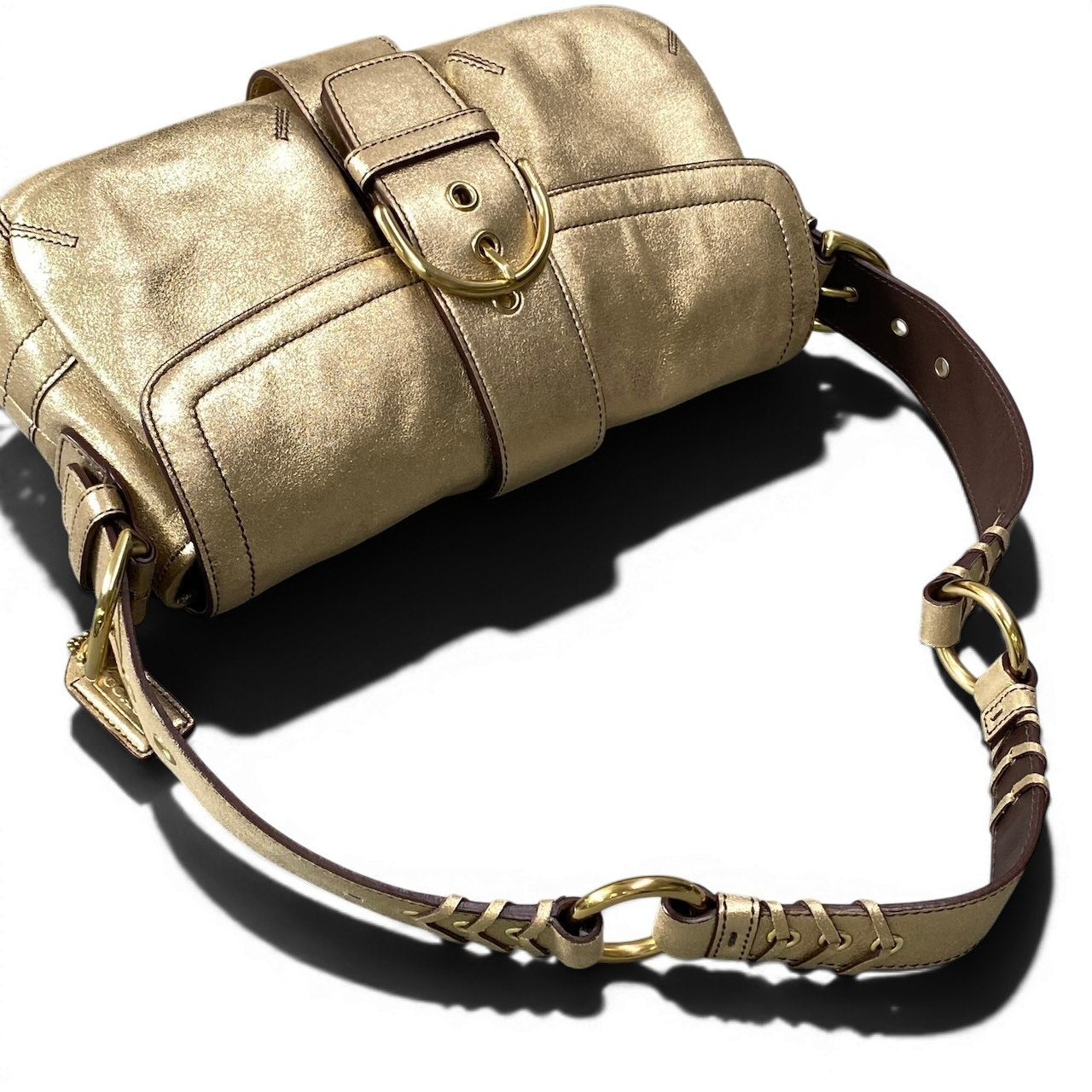 e8 COACH コーチ ソーホー ワンショルダーバッグ Soho One Shoulder Bag 3663 ゴールド レザーt18r