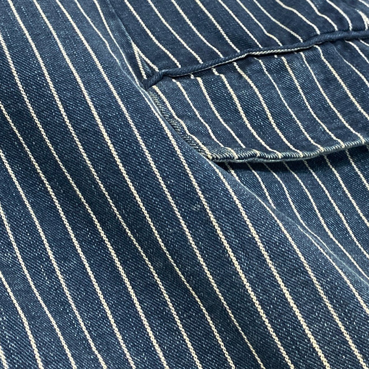 43f25 【イタリア製】POLO by RALPH LAUREN ポロバイラルフローレン 希少モデル インディゴ ヒッコリーストライプ テーラードジャケット ピークドラペル サイズ42 メンズ ドレスジャケットk02i