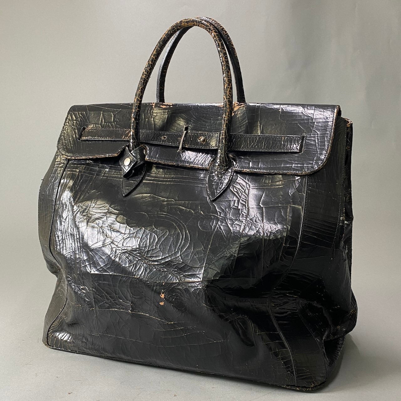 Bd23【希少品】 MARC MARMEL マークマーメル Herman ハーマン トートバック レザーバック クラック加工 大容量 Lサイズ ダークブラウン メンズ 紳士用k02i
