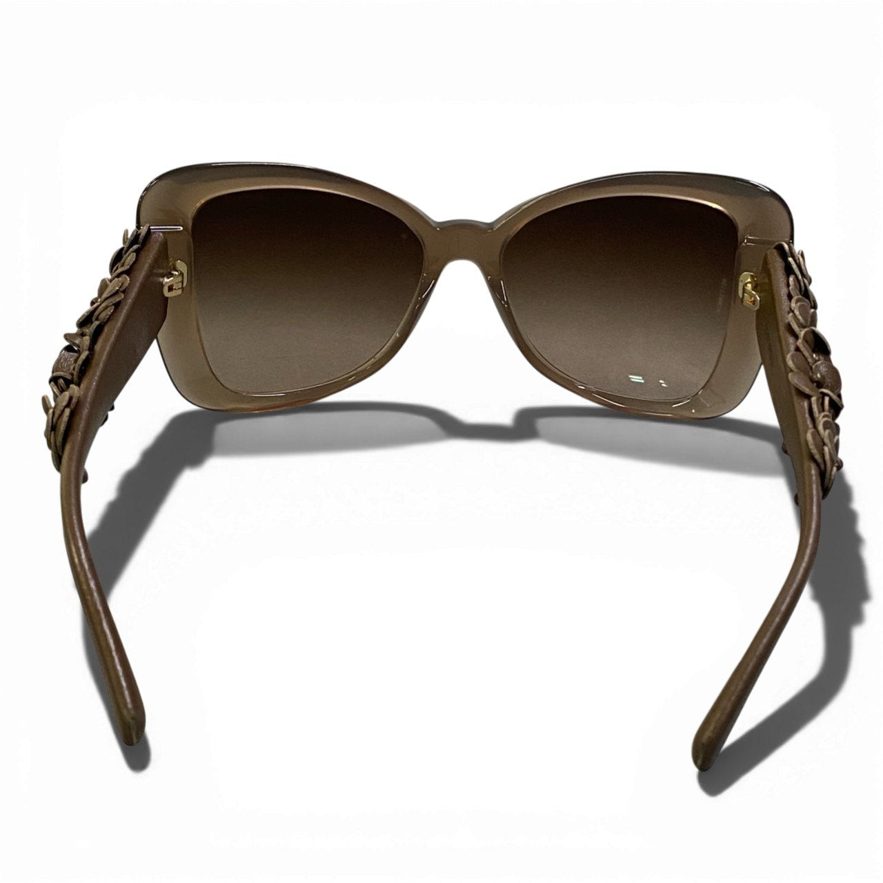 b15 CHANEL シャネル レザー カメリア ココマーク サングラス アイウェア 5318-Q ブラウン レザー レディースta1