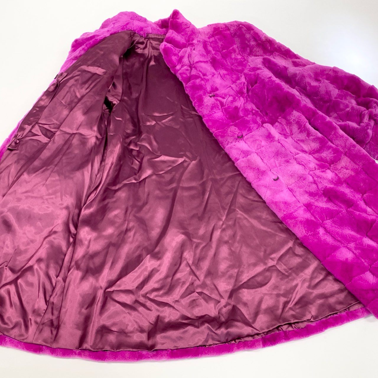 85k4 《超希少》 シェアード 染めミンク 超ロングコート 102cm ピンク 最高級本毛皮 MINK FUR COAT レアカラーt18r