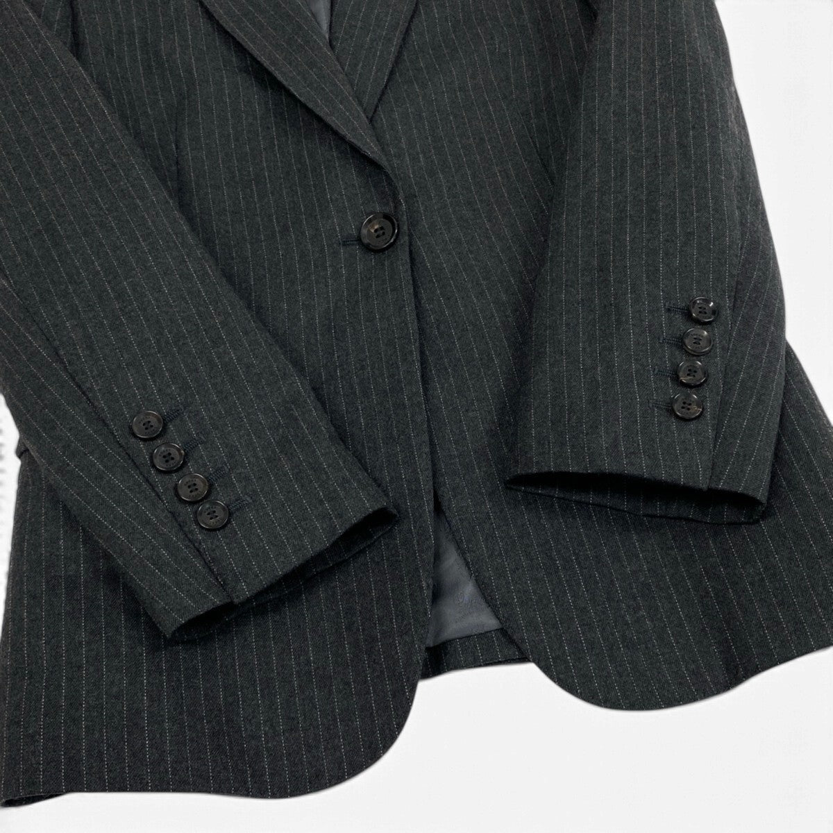 80j6 【美品】GUCCI グッチ 2006年 スーツセットアップ GGロゴ テーラードジャケット スラックスパンツ ストライプ 38サイズ グレー レディース 女性用u02t