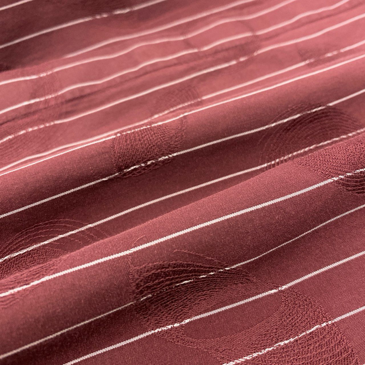 35j22 GIANNI VERSACE ジャンニヴェルサーチ 長袖シャツ ストライプ 透かし総柄模様 サイズ50 ボルドー コットン メンズ イタリア製u02t