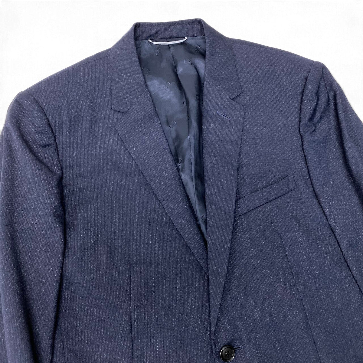 29j15 【極美品】 DIOR ディオール テーラードジャケット シングル 2B  サイズ48C ネイビー ウール100％ メンズu02t