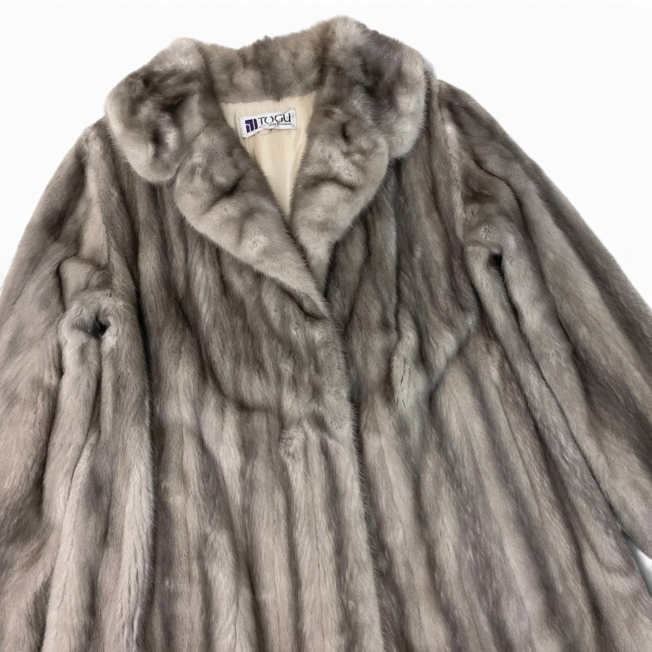 32h31 サファイアミンク 超ロングコート 丈112cm  F シルバーグレー 最高級本毛皮 Sapphire Mink Fur Long Coatt18r