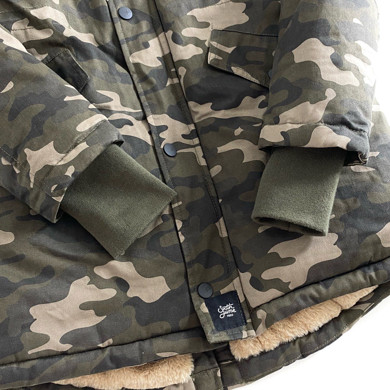 35g28 SIXTH JUNE シックススジューン Lining Fur Parka ライニングファーパーカ モッズコート アウター カモフラージュ カモフラ 迷彩柄 M2000COW S カーキ