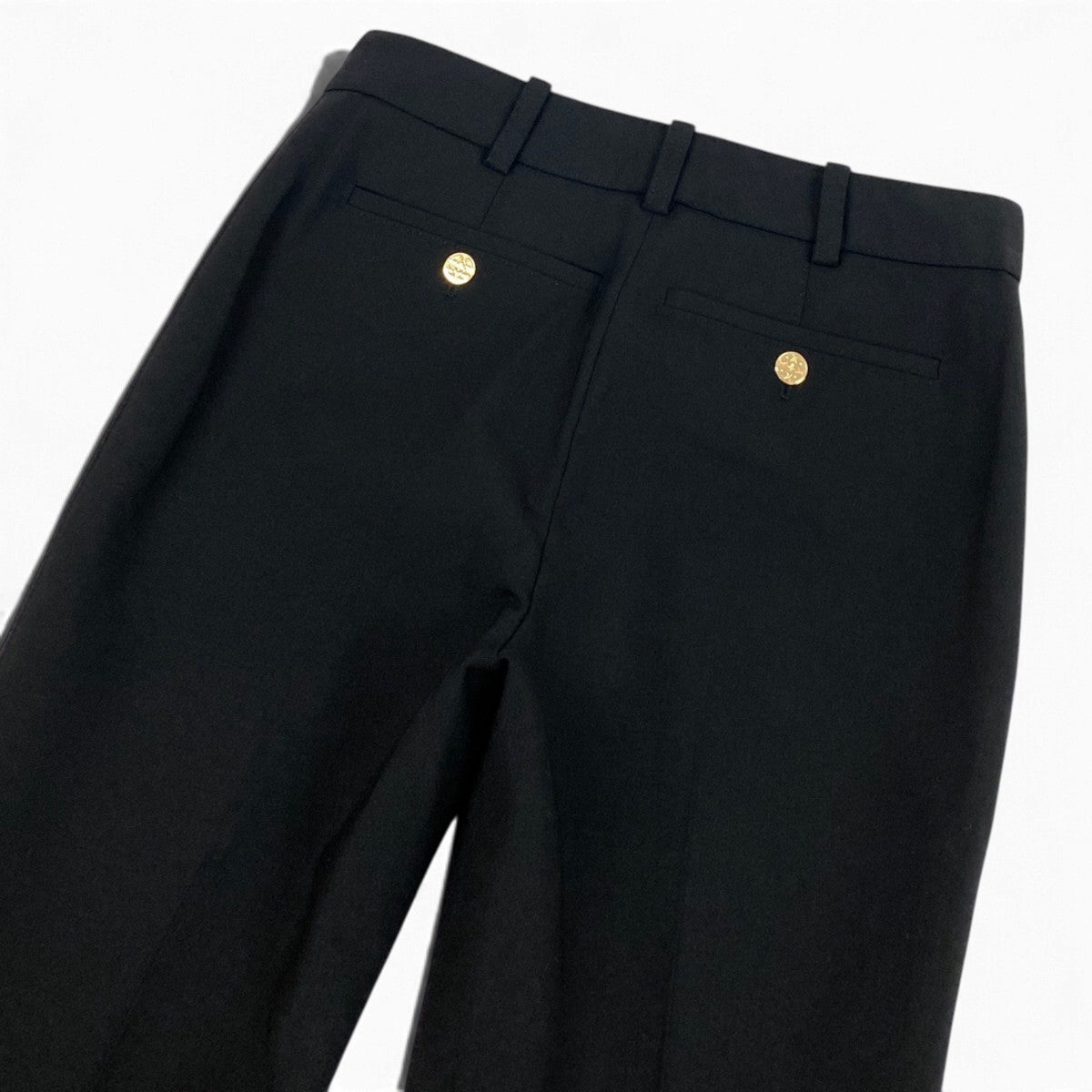 Ej15 LOUIS VUITTON ルイヴィトン スラックスパンツ ストレート 金ボタン サイズ36 ブラック レディースo07t