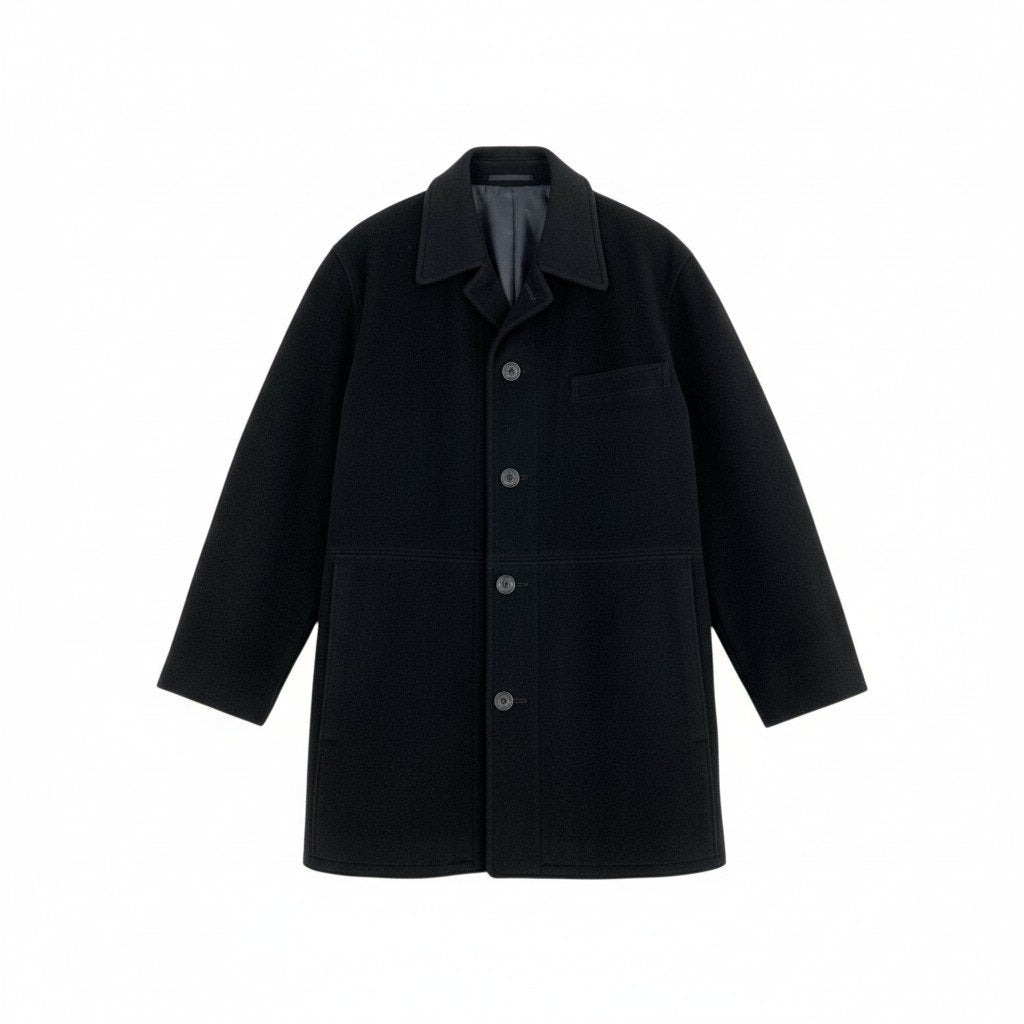 31L8 【美品】LANVIN CLASSIQUE ランバン クラシック カシミヤジャケット ショートコート アウター 48サイズ ブラック カシミヤ100％ メンズo07t