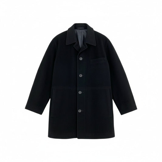 31L8 【美品】LANVIN CLASSIQUE ランバン クラシック カシミヤジャケット ショートコート アウター 48サイズ ブラック カシミヤ100％ メンズo07t