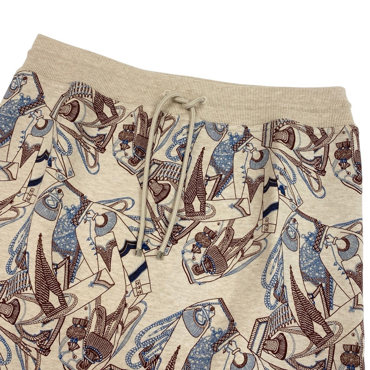 Eh11 【極美品】HERMES Zouares et Dragons ミニスカート 総柄 38サイズ ベージュ レディース 女性用k02i