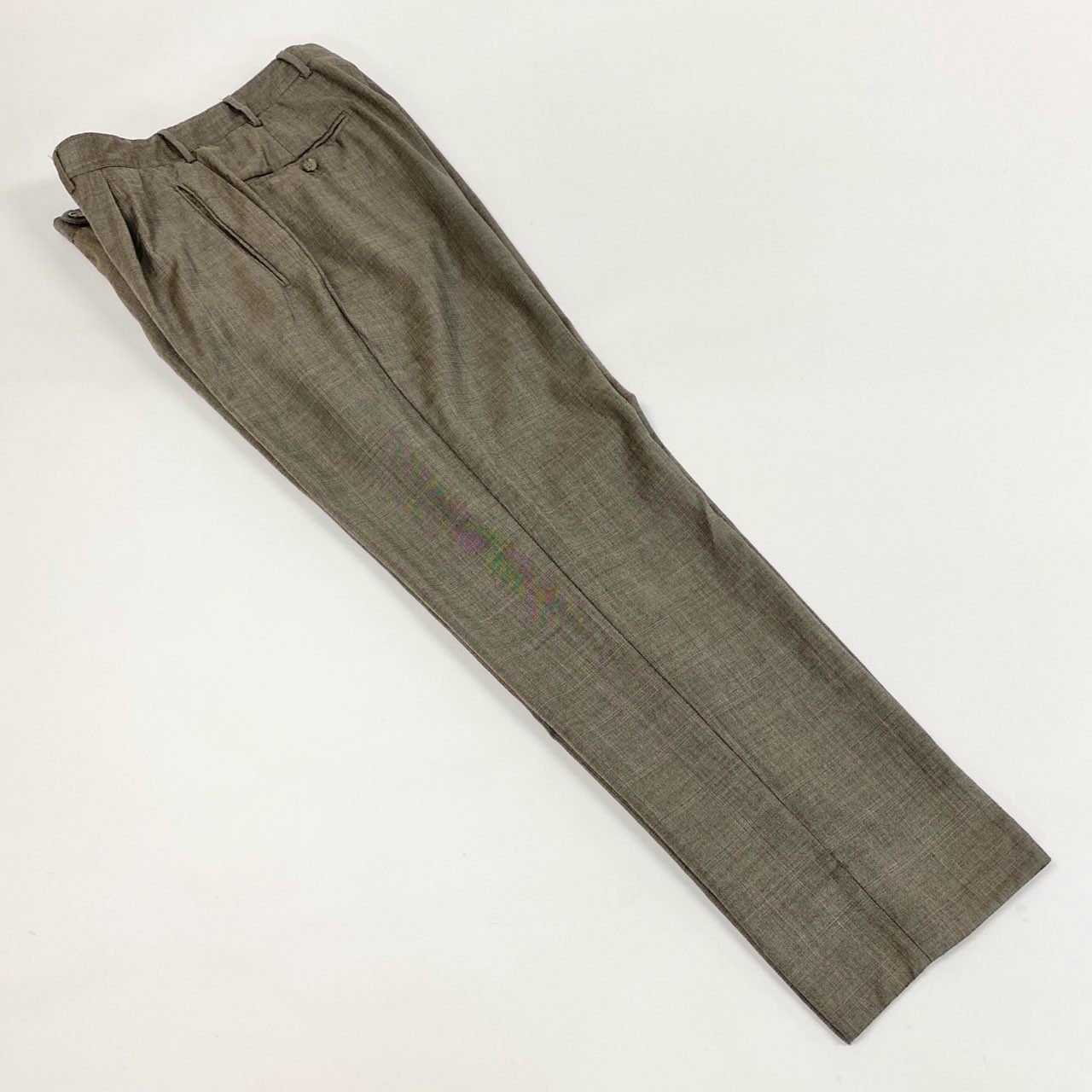 74k11 Ermenegild Zegna エルメネジルドゼニア セットアップスーツ シングルスーツ 3B チェック柄 ビジネス フォーマル メンズ 紳士服 48R ブラウン系 ウールシルクu02t