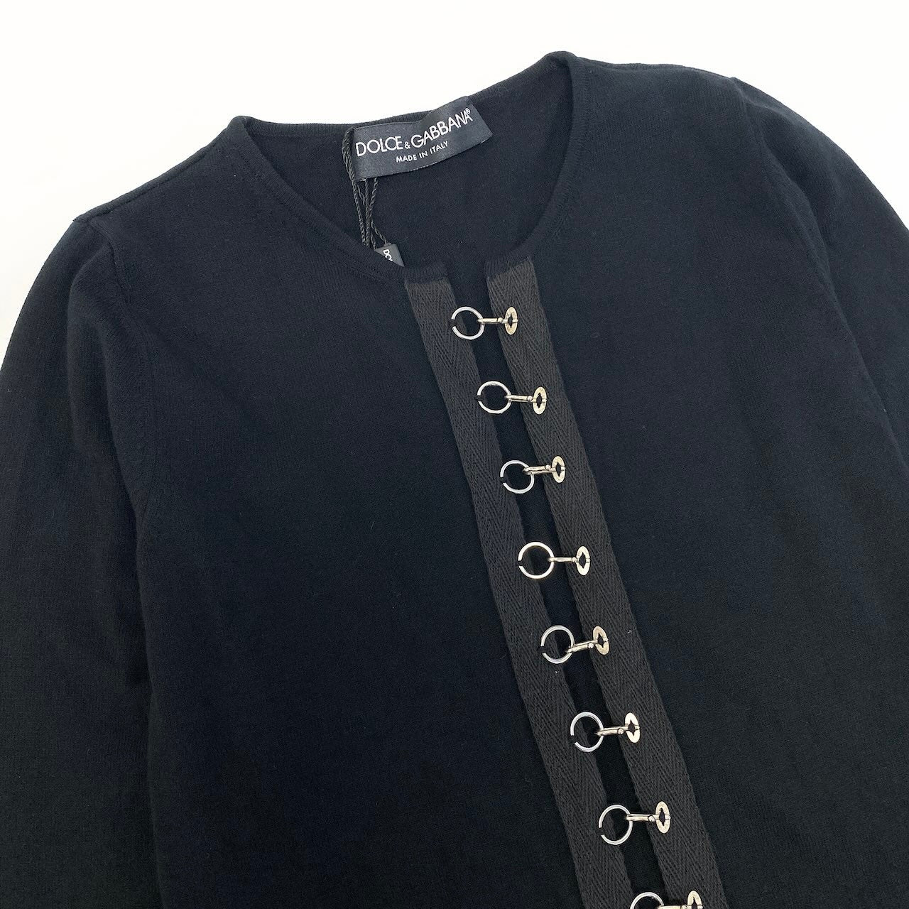 Ed22 【美品】DOLCE&GABBANA ドルチェアンドガッパーナ ロングスリーブニットカーディガン トップス 2AW KC54 40サイズ ブラック レディース 女性用k02i