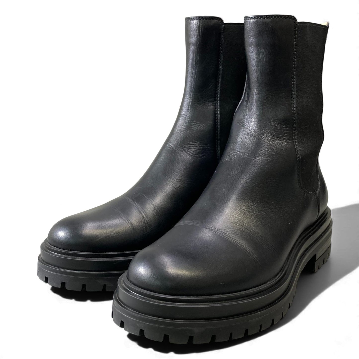 1L11 Gianvito Rossi ジャンヴィトロッシ サイドゴアブーツ サイズ38 1/2 ブラック レザー レディース 女性用 靴k02i