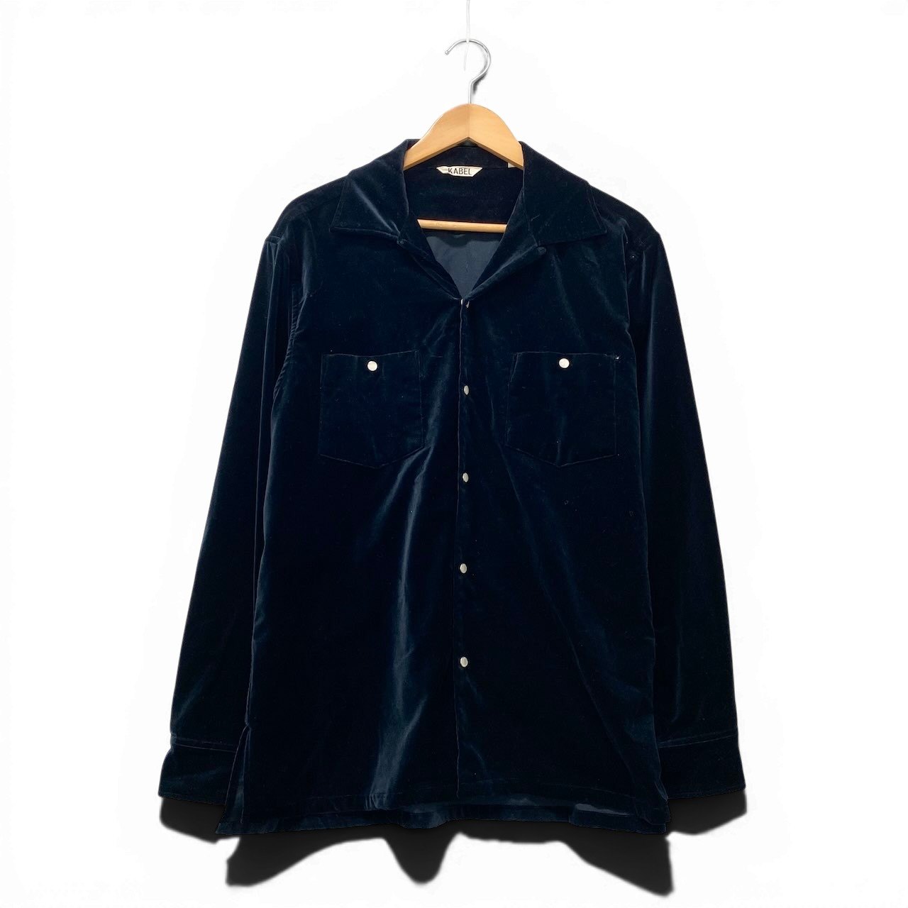 20f16 KABEL カベル ロングスリーブシャツ ベロアシャツ KL0319-02-1105V サイズ3 ネイビー メンズ 紳士服u02t