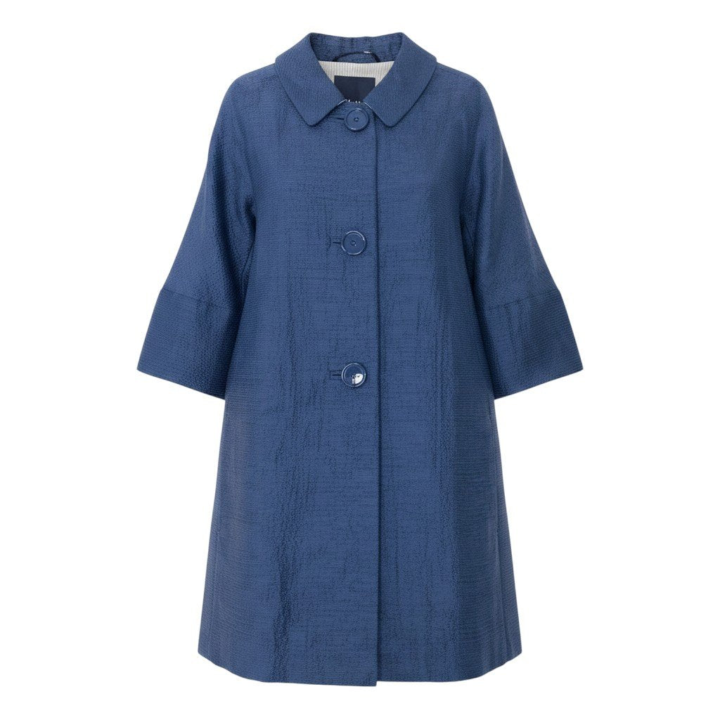 49g17 'S MaxMara エスマックスマーラ ステンカラーコート 麻混紡 サイズ38  ネイビー レディースu02t