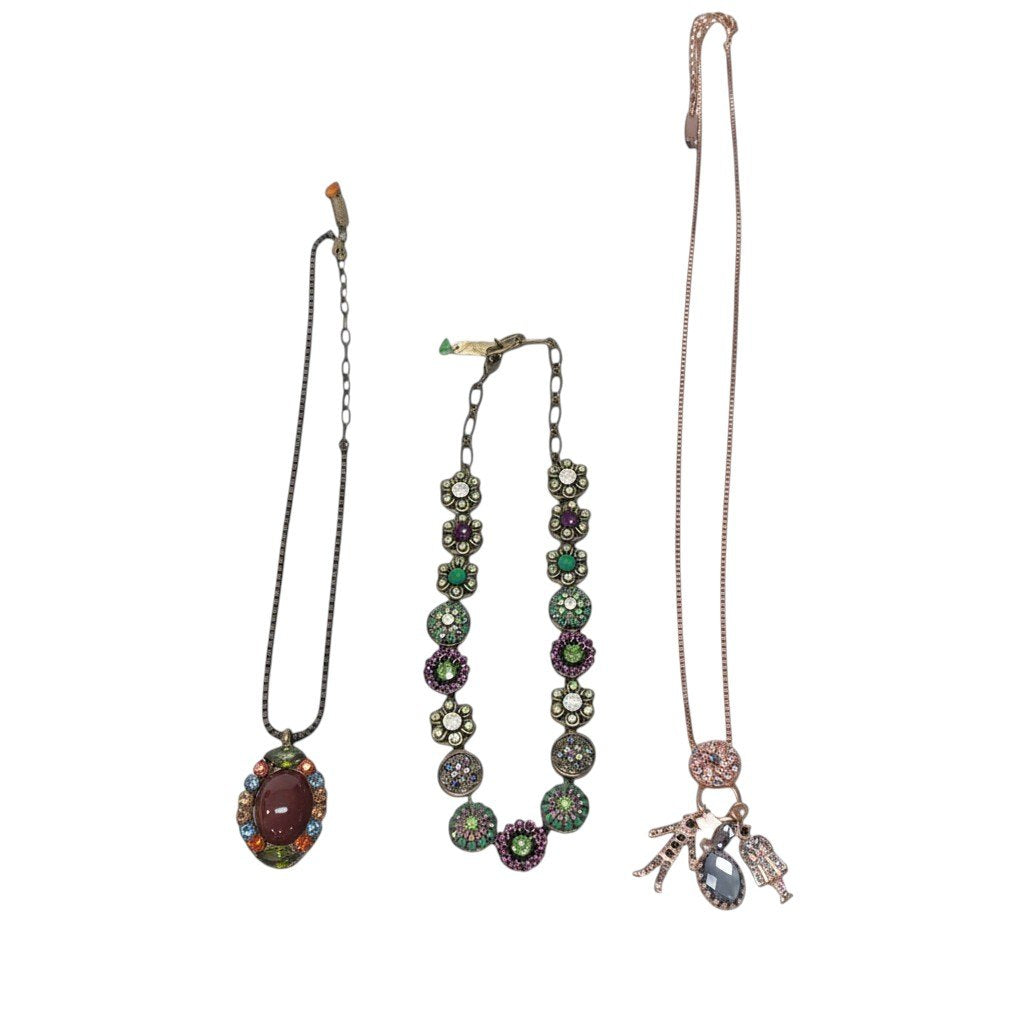 g16③ 《 3点セット 》 Mariana マリアナ 天然石 × クリスタル ビジューネックレス  アクセサリー ジュエリー アンティークt18r